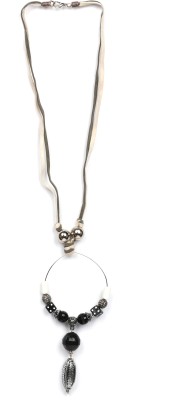 Shelly Jewels Shelly Jewels hoop pendant grey rope necklace for girls and women Brass Necklace