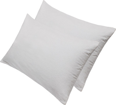 Glassiano Plain Feather Filled Zipper Standard Size Pillow Protector(2, White)