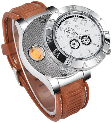 V Enterprises Pocket Size Lighter Watch Pocket Lighter(White, Brown)