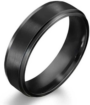 HOUSEOFTRENDZZ TITANIUM BLACK RINGS FOR MENS & WOMENS STAINLESS STEEL (PACK OF 1) Stainless Steel Black Silver Plated Ring