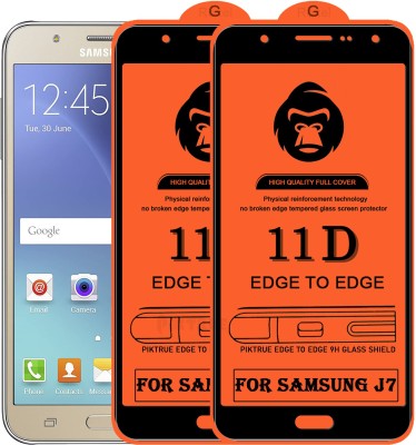 PikTrue Edge To Edge Tempered Glass for Samsung Galaxy J7(Pack of 2)