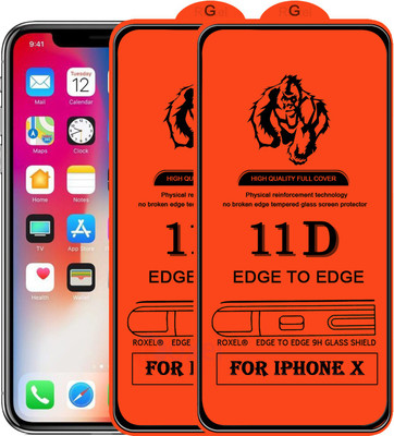 Roxel Edge To Edge Tempered Glass for Apple iPhone X(Pack of 2)