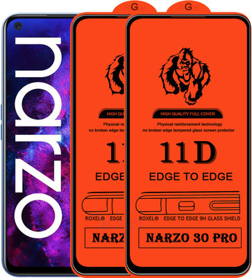 Roxel Edge To Edge Tempered Glass for Realme Narzo 30 Pro(Pack of 2)