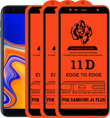 Roxel Edge To Edge Tempered Glass for Samsung J4 Plus(Pack of 3)
