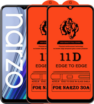 Roxel Edge To Edge Tempered Glass for Realme Narzo 30A(Pack of 2)