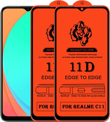 Roxel Edge To Edge Tempered Glass for Realme C11(Pack of 2)