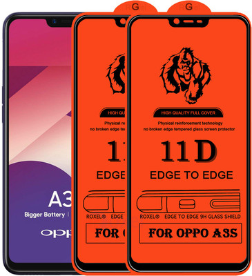 Roxel Edge To Edge Tempered Glass for Oppo A3s(Pack of 2)