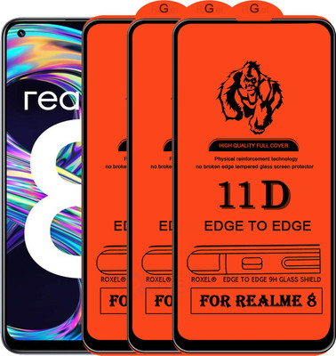 Roxel Edge To Edge Tempered Glass for Realme 8(Pack of 3)