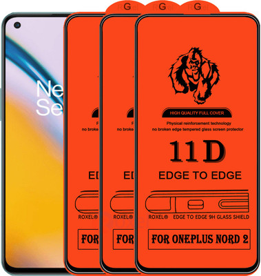Roxel Edge To Edge Tempered Glass for Oneplus Nord 2(Pack of 3)