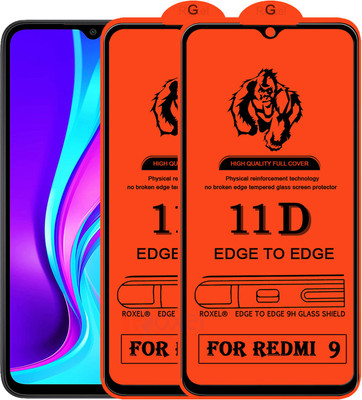 Roxel Edge To Edge Tempered Glass for Redmi 9(Pack of 2)