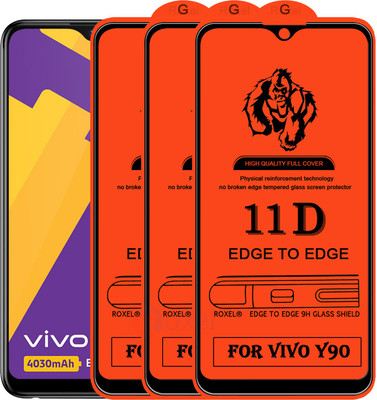 Roxel Edge To Edge Tempered Glass for Vivo Y90(Pack of 3)