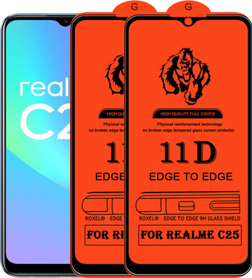 Roxel Edge To Edge Tempered Glass for Realme C25(Pack of 2)
