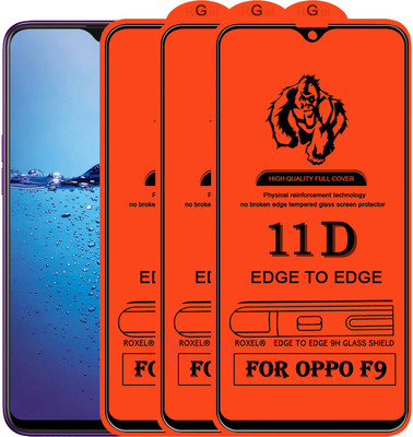 Roxel Edge To Edge Tempered Glass for Oppo F9(Pack of 3)