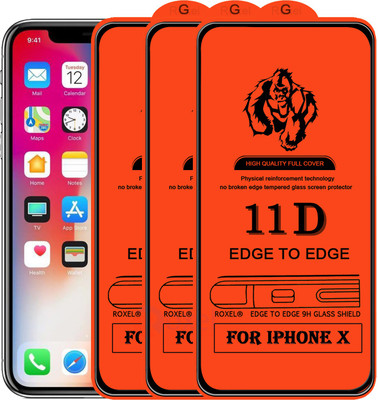 Roxel Edge To Edge Tempered Glass for Apple iPhone X(Pack of 3)