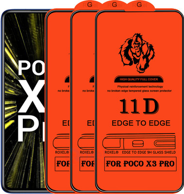 Roxel Edge To Edge Tempered Glass for Poco X3 Pro(Pack of 3)