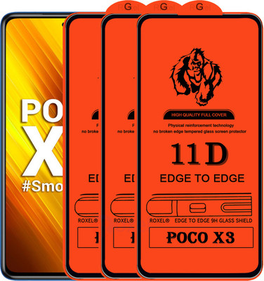 Roxel Edge To Edge Tempered Glass for Poco X3(Pack of 3)