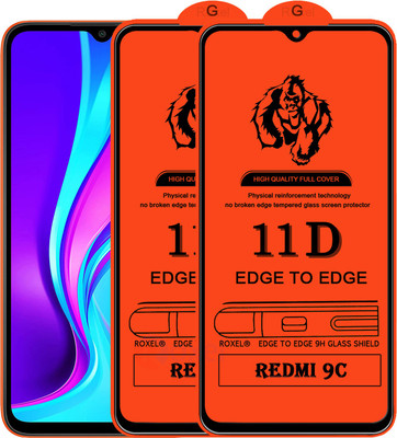 Roxel Edge To Edge Tempered Glass for Redmi 9C(Pack of 2)