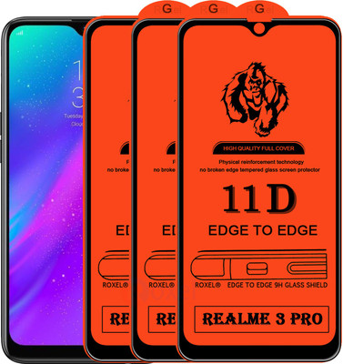 Roxel Edge To Edge Tempered Glass for Realme 3 Pro(Pack of 3)