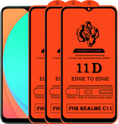 Roxel Edge To Edge Tempered Glass for Realme C11(Pack of 3)