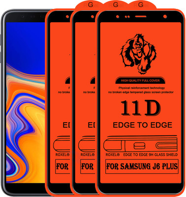 Roxel Edge To Edge Tempered Glass for Samsung J6 Plus(Pack of 3)