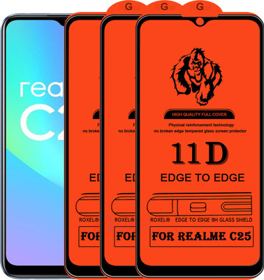 Roxel Edge To Edge Tempered Glass for Realme C25(Pack of 3)
