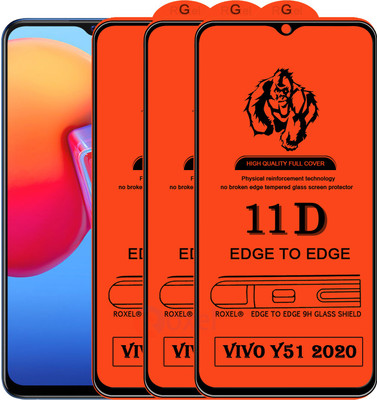 Roxel Edge To Edge Tempered Glass for Vivo Y51 2020(Pack of 3)