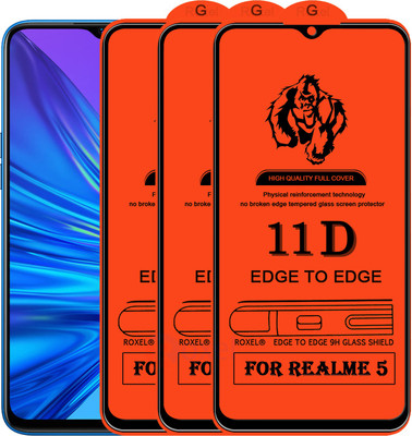 Roxel Edge To Edge Tempered Glass for Realme 5(Pack of 3)
