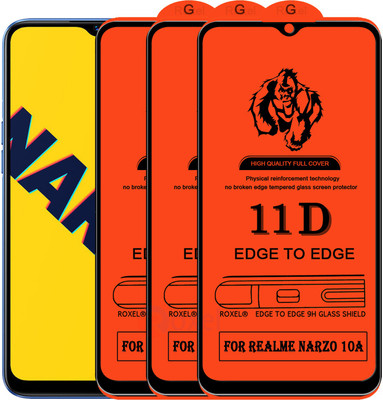 Roxel Edge To Edge Tempered Glass for Realme Narzo 10A(Pack of 3)