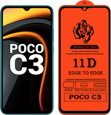 Roxel Edge To Edge Tempered Glass for Poco C3(Pack of 1)