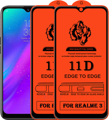 Roxel Edge To Edge Tempered Glass for Realme 3(Pack of 2)