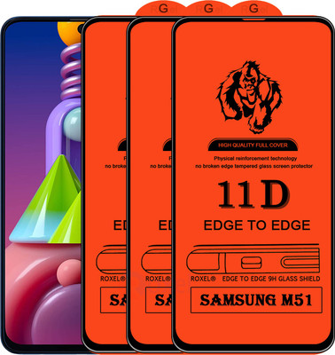 Roxel Edge To Edge Tempered Glass for Samsung M51(Pack of 3)