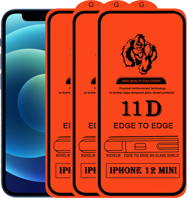 Roxel Edge To Edge Tempered Glass for IPhone 12 Mini(Pack of 3)