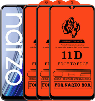 Roxel Edge To Edge Tempered Glass for Realme Narzo 30A(Pack of 3)