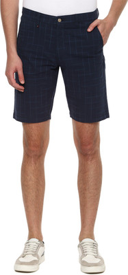 LOUIS PHILIPPE Checkered Men Dark Blue Regular Shorts