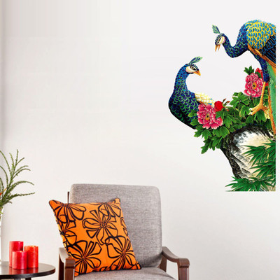 VCREATE DECOR 48 cm Peacock Wall Sticker And Decal Self Adhesive Sticker(Pack of 1)