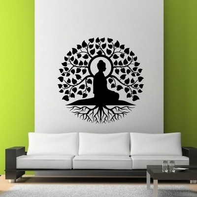 VCREATE DECOR 57 cm Buddha Wall Sticker And Decal Self Adhesive Sticker(Pack of 1)