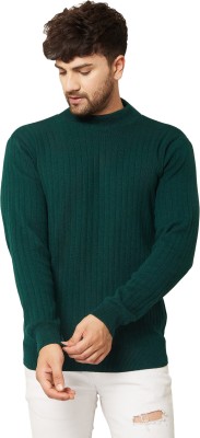 KVETOO Solid Round Neck Casual Men Green Sweater