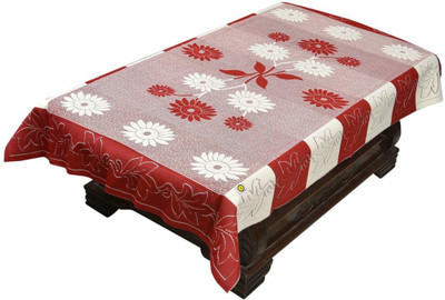 manvi creations Cotton 4 Seater Floral Table Cover(Maroon)