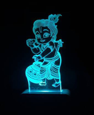 PZOZ 3D Amazing Krishna Night Lamp(MultiColor) Night Lamp(10 cm, Multicolor)