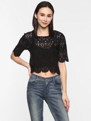 Porsorte Casual Lace Women Black Top