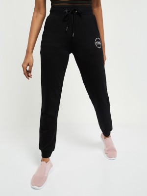 MAX Solid Women Black Track Pants