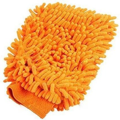 B S NATURAL Microfiber Scratch and Lint Free One Sided Mitt Gloves for Car Cleaning and Other Multiple Uses (Pack of 1) Wet and Dry Glove Wet and Dry Glove(Large)