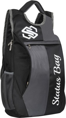 STATUS Medium 25 L Laptop Backpack Black grey Stylish tuff quality College School Casual bag for boy & girl (Black, Grey) 25 L Laptop Backpack(Black)
