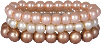 JFL - Jewellery for Less Copper Pearl Gold-plated Bracelet Set(Pack of 3)