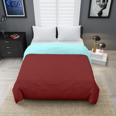 KORBIN Solid Single Comforter for  Mild Winter(Microfiber, Maroon, Aqua)