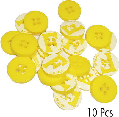 lookat Decorative Buttons ( Yellow & White) Pack Of 10 Plastic Buttons(Pack of 10)
