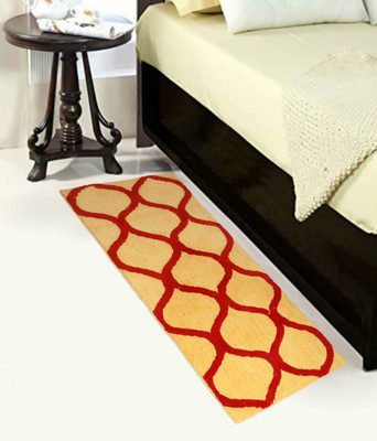 RM Handloom Yellow, Red Polyester Runner(2 ft,  X 5 ft, Rectangle)