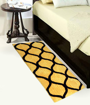 RM Handloom Yellow, Black Polyester Runner(2 ft,  X 5 ft, Rectangle)