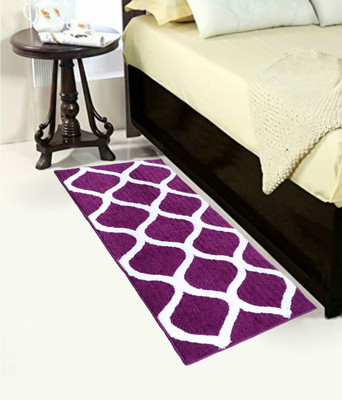 RM Handloom Purple, White Polyester Runner(2 ft,  X 3 ft, Rectangle)