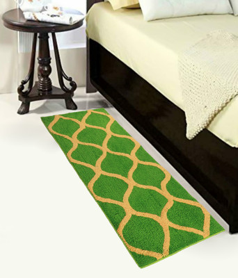 RM Handloom Green, Gold Polyester Runner(2 ft,  X 5 ft, Rectangle)